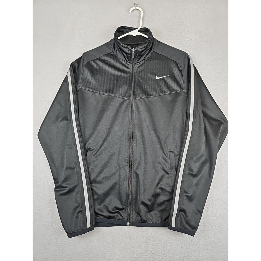 Nike Jacket Men's Medium Black Full Zip Track Athletic Swoosh 519534-010